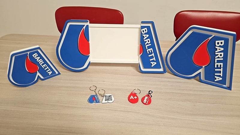 Award plaque holder, logos and keyrings made for AVIS Barletta ODV